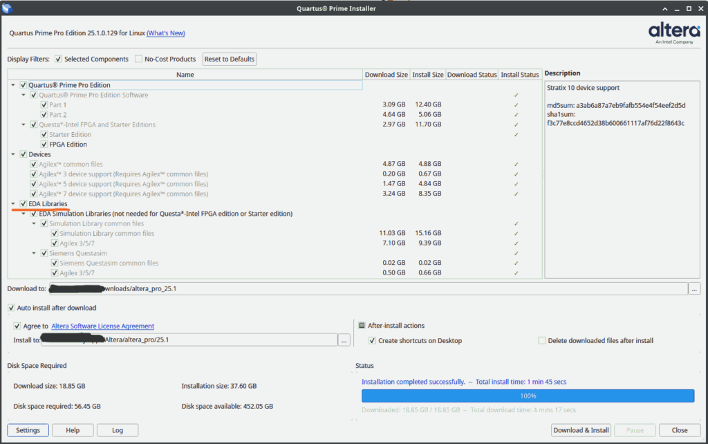 Quartus Prime Installer Window Screenshot